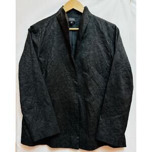 Eileen Fisher women’s Open Front 100% SILK high collar blazer Jacket PL